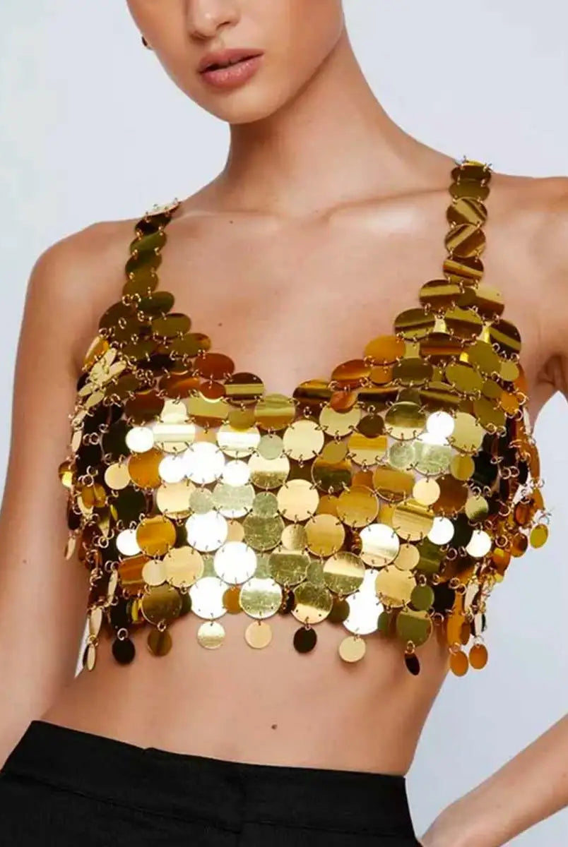 Gold sequin bra top