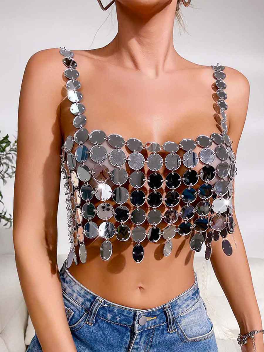silver sequin bra