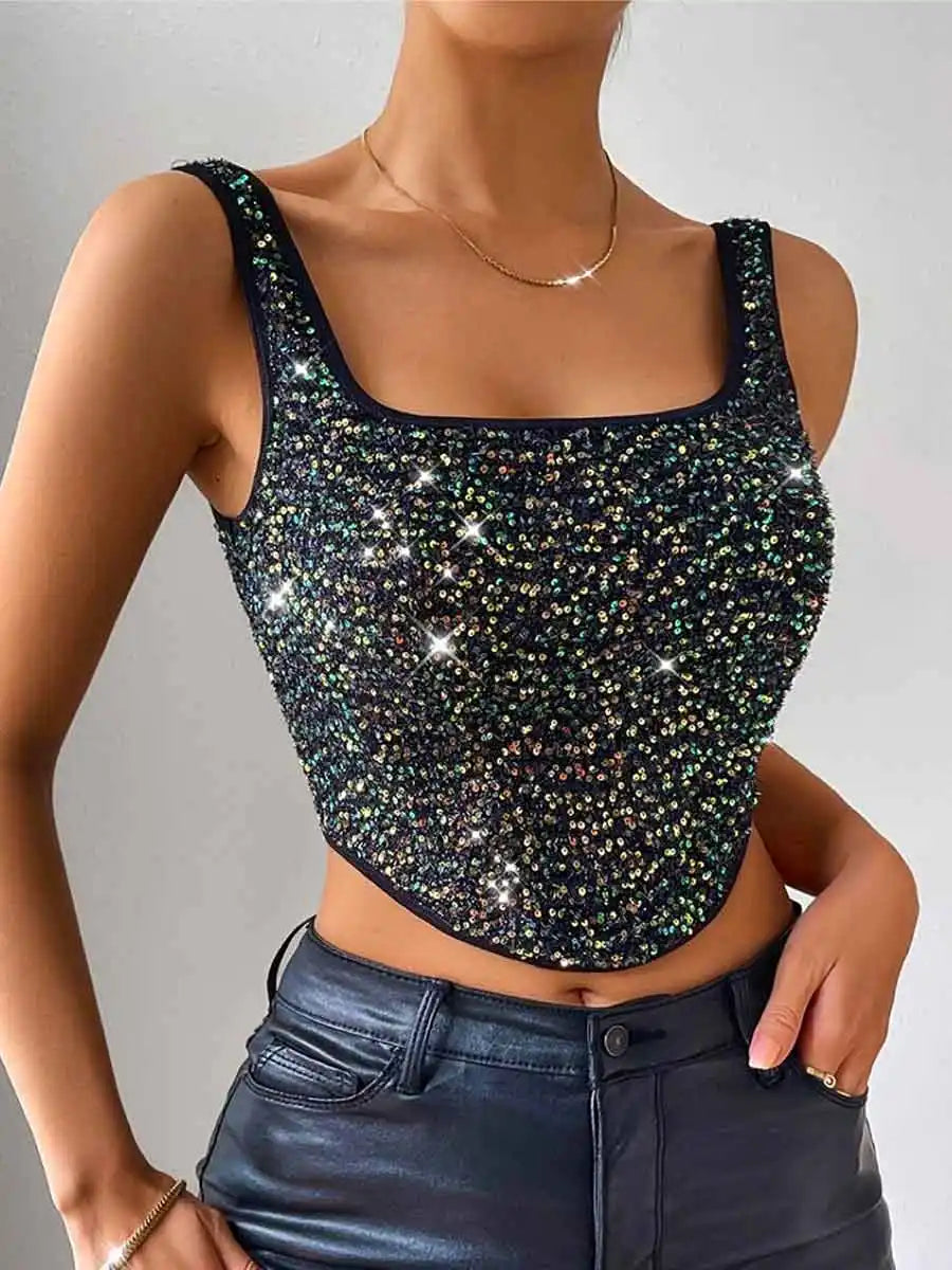 Black Rhinestone Tank Top
