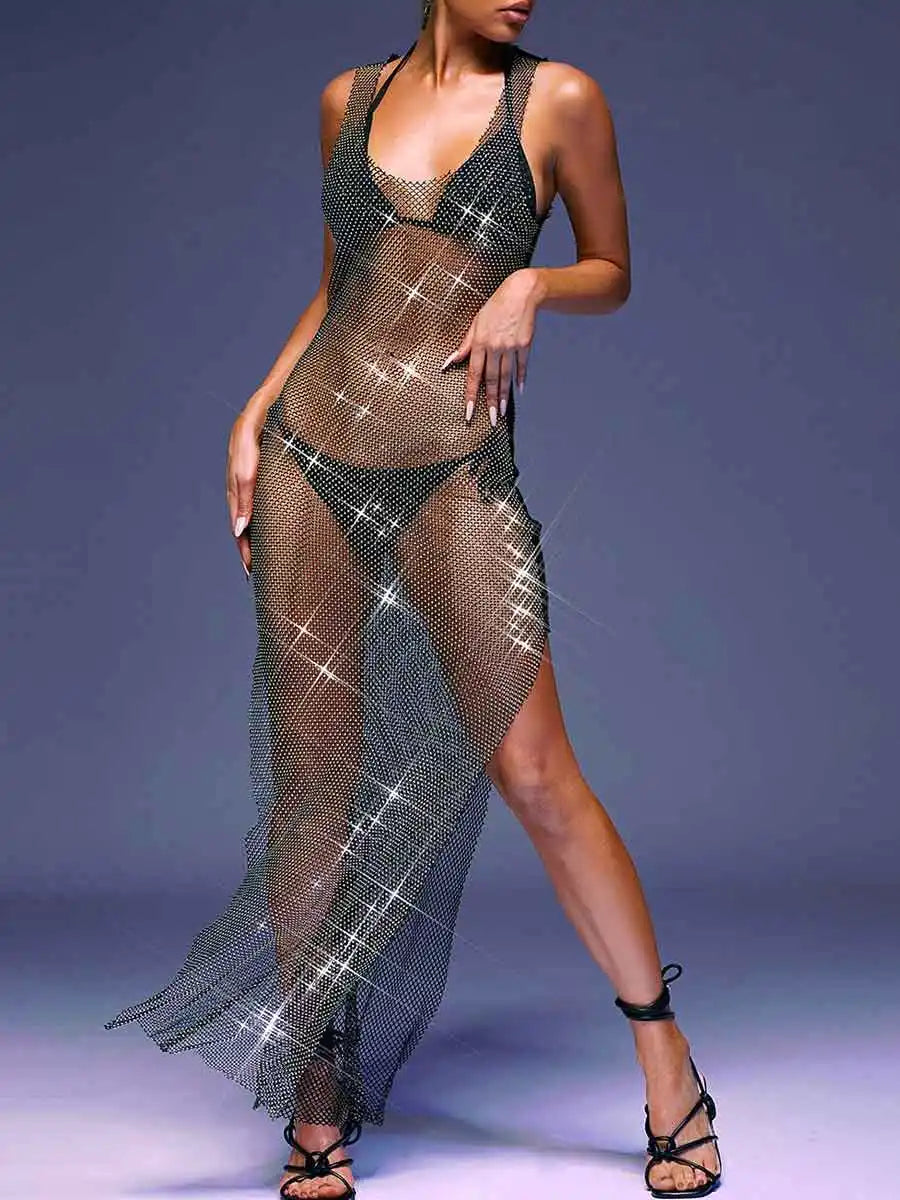 High Slit Rhinestone Gown