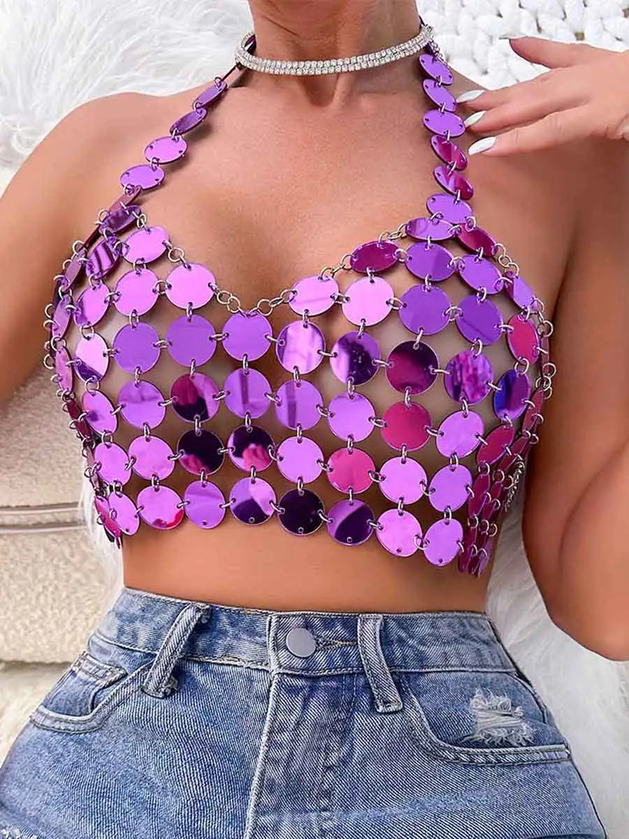 purple sequin tank top