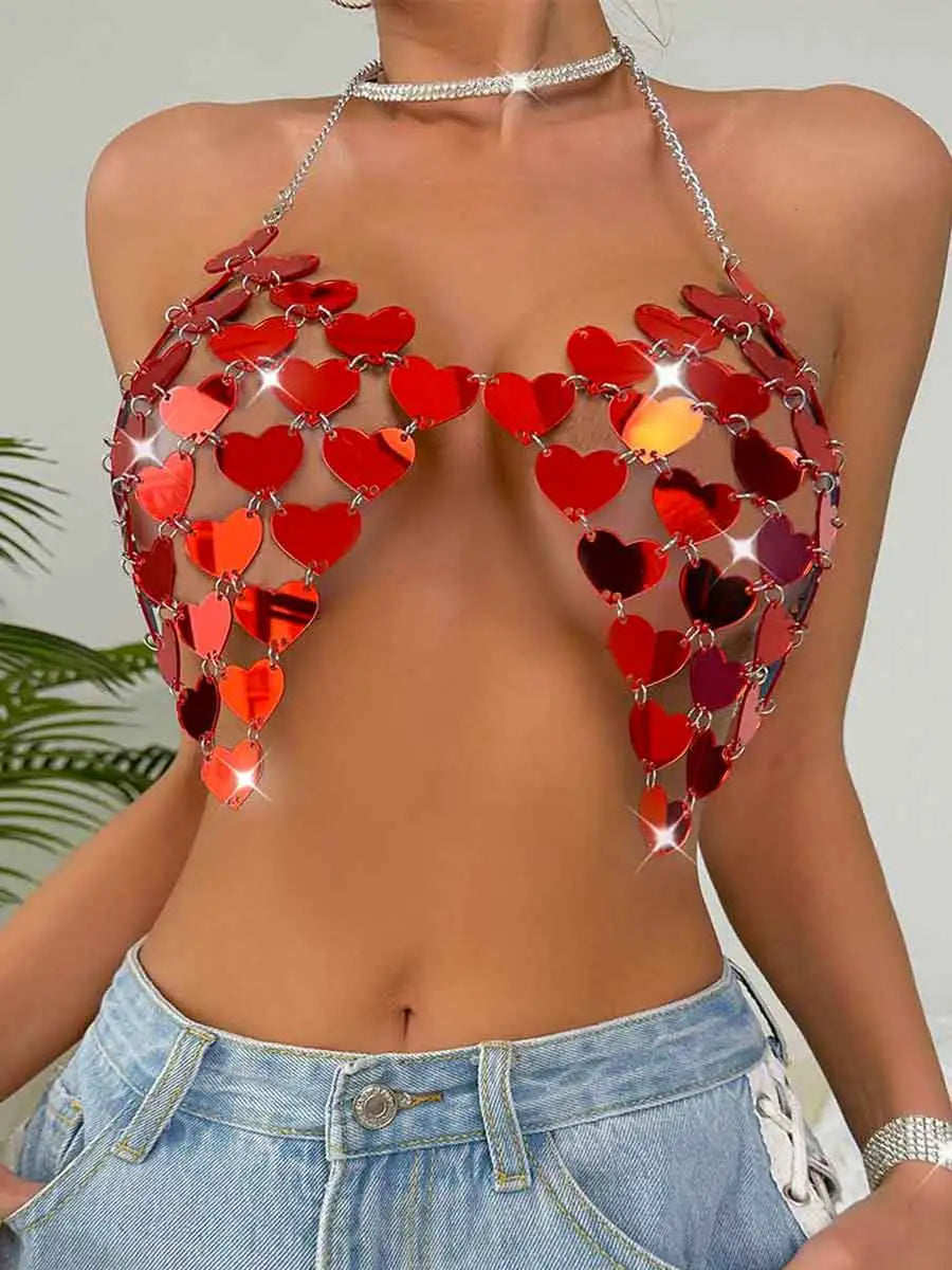 Red Heart Sequin Top