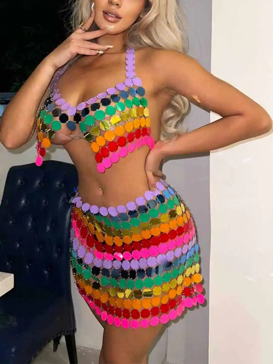 Festival Rainbow Sequin Set
