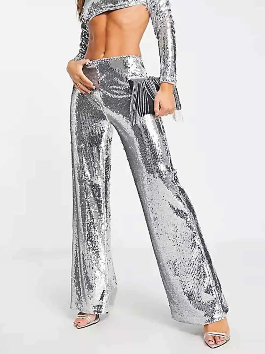 silver sequin turtleneck set