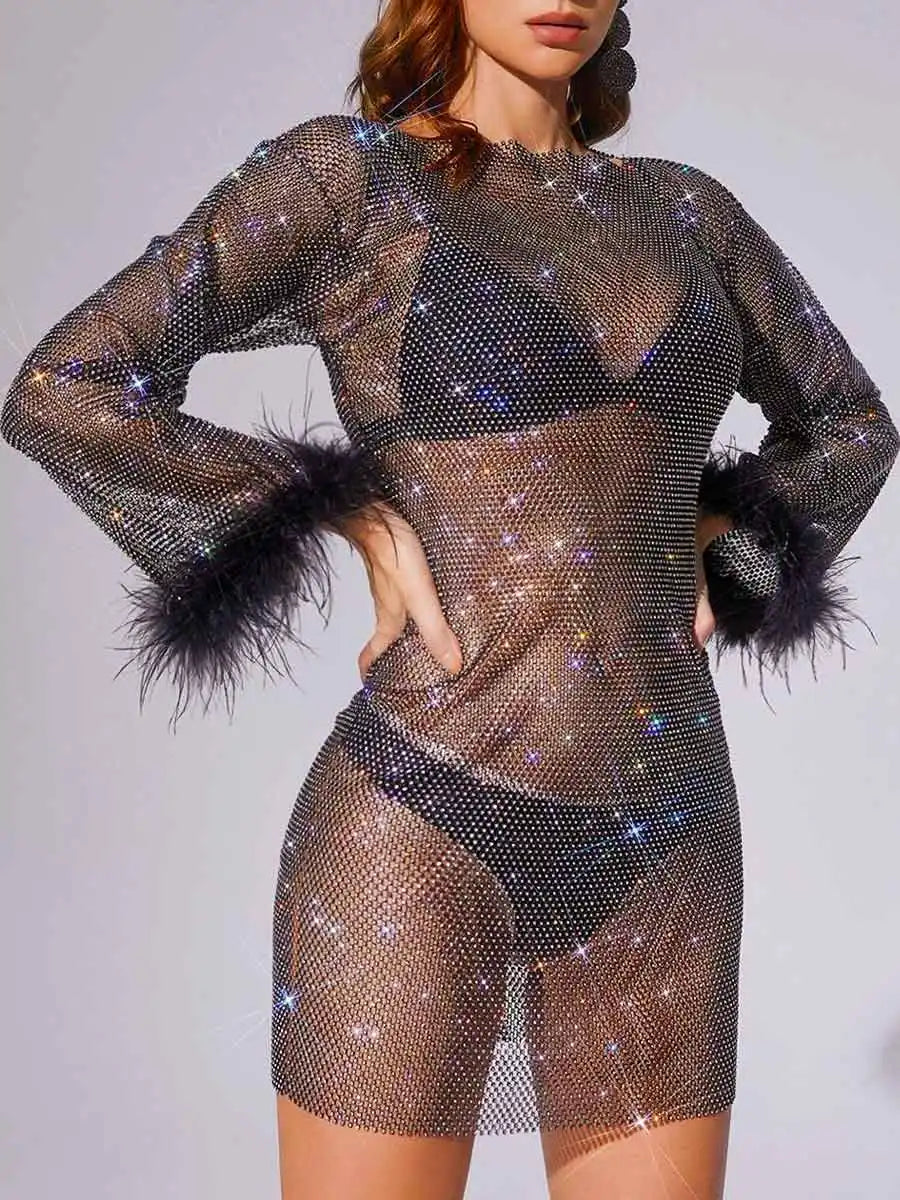 Glamorous Feather Mini Dress