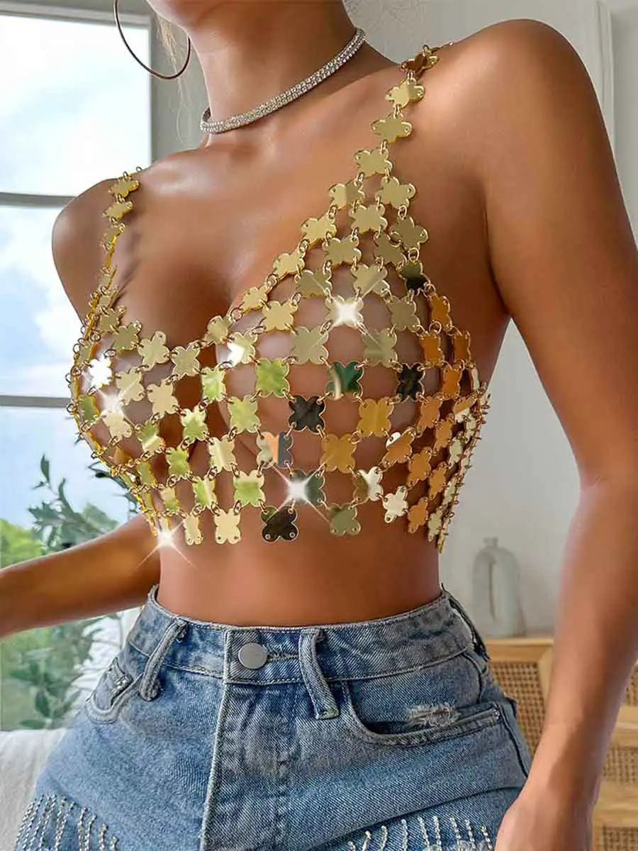Gold Sequin Crop Top