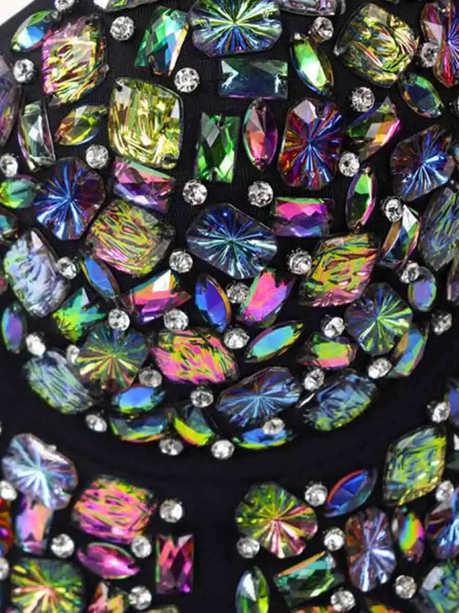 Rainbow Rhinestone Festival Bra Top