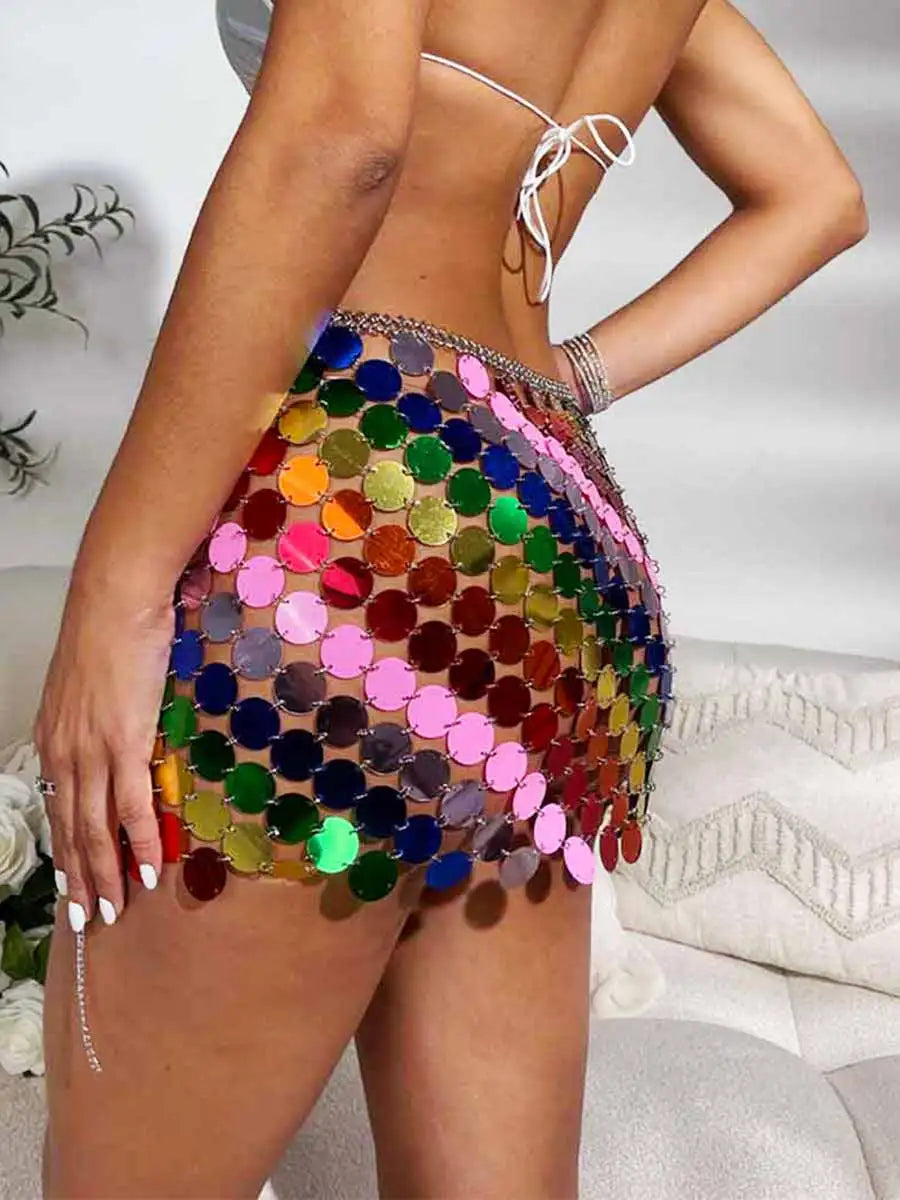 Rainbow Disc Skirt - Mini Length Fashion Style
