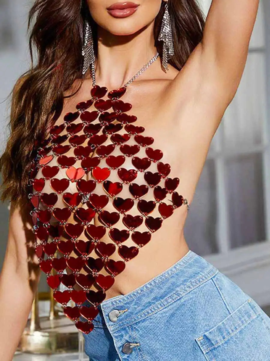 red sequined top
