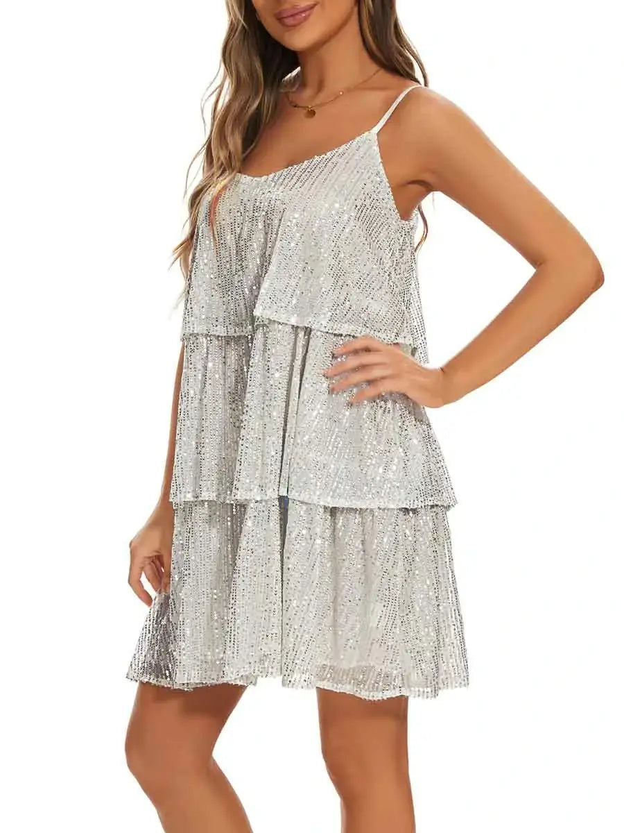 white sparkly slip dress