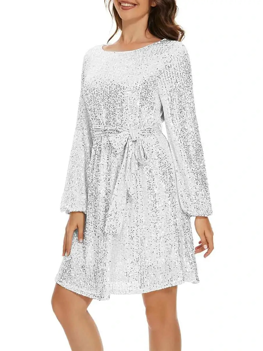 Sparkly White Long Sleeve Dress