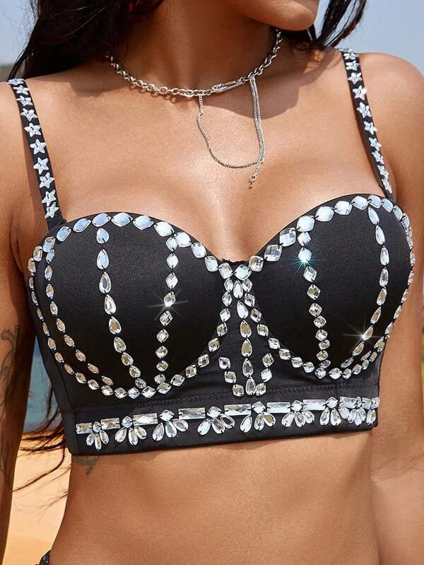 black rhinestone bra