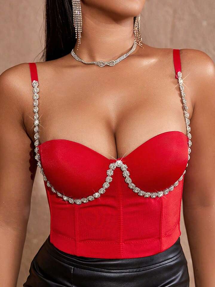 red rhinestone bra