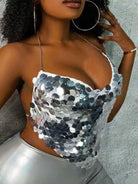 sequin halter neck top