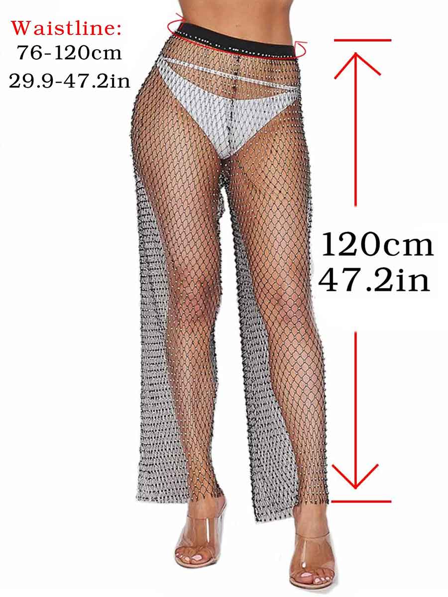 rhinestone fishnet pants