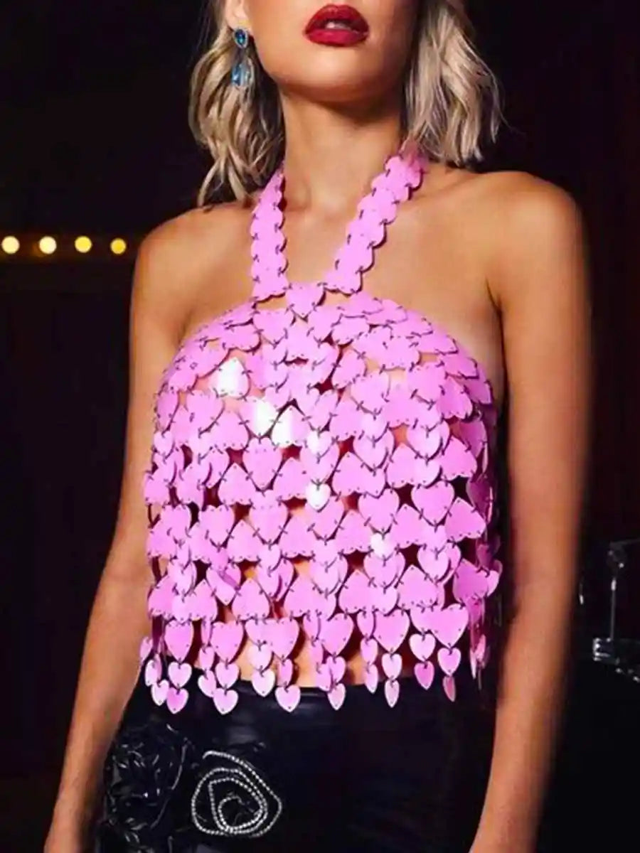 pink glitter tank top
