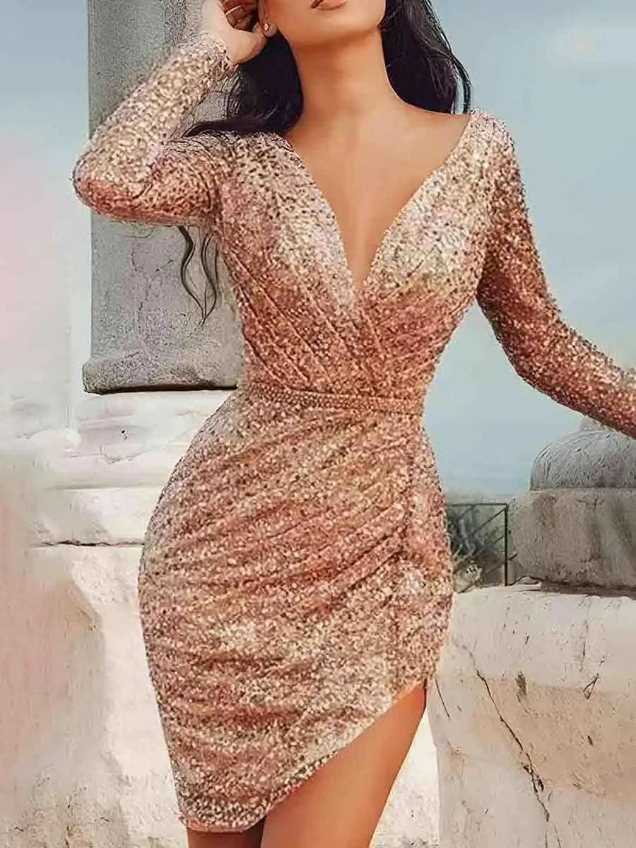 sparkly V Neck Dress