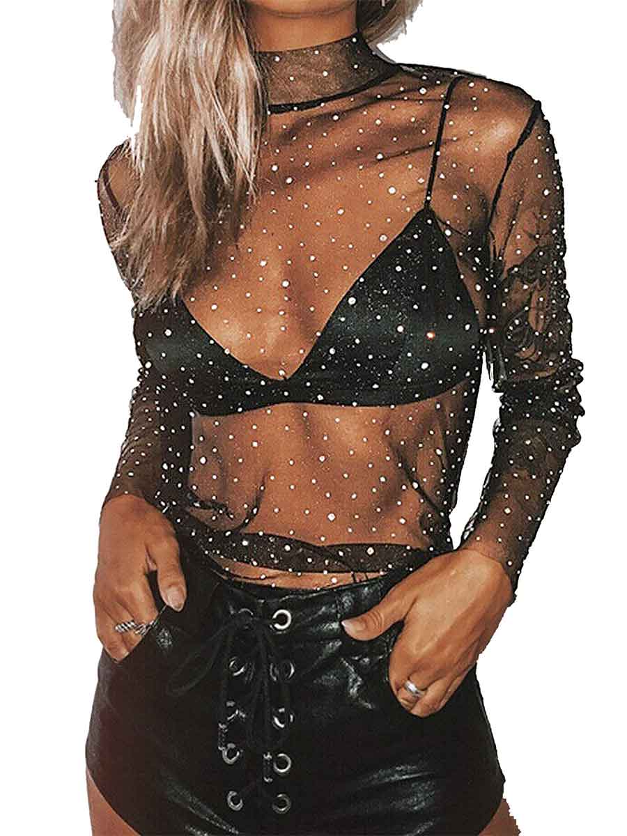 black rhinestone t shirt