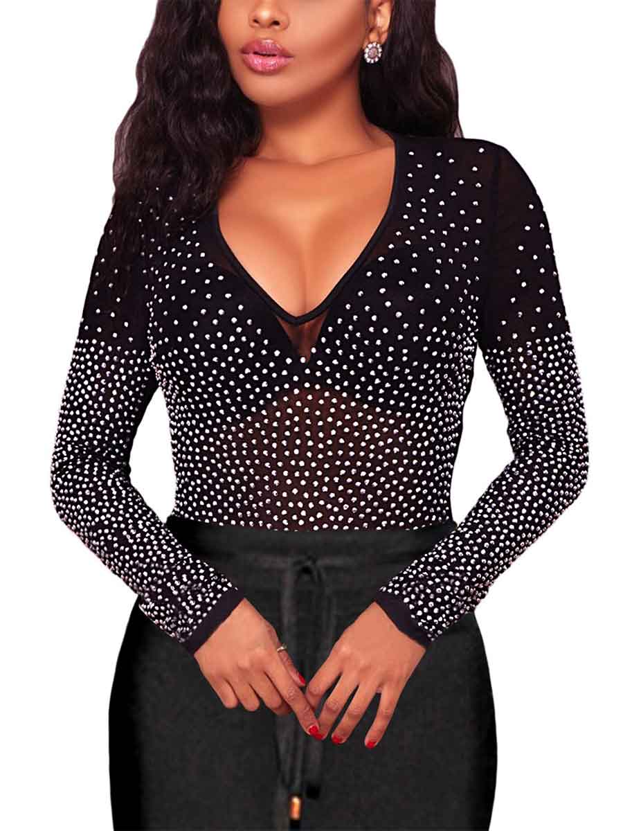 mesh rhinestone shirt