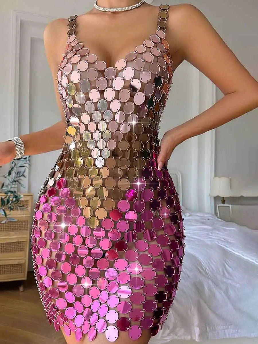 pink chainmail dress