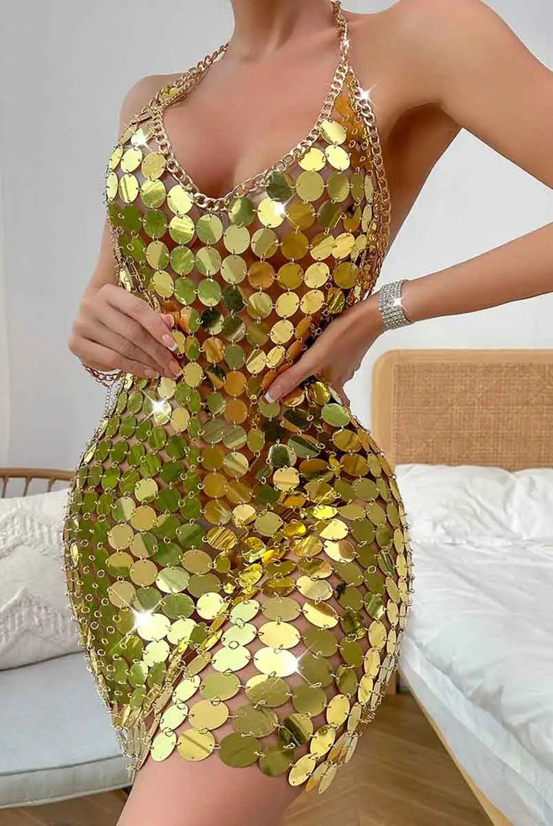 gold chainmail dress