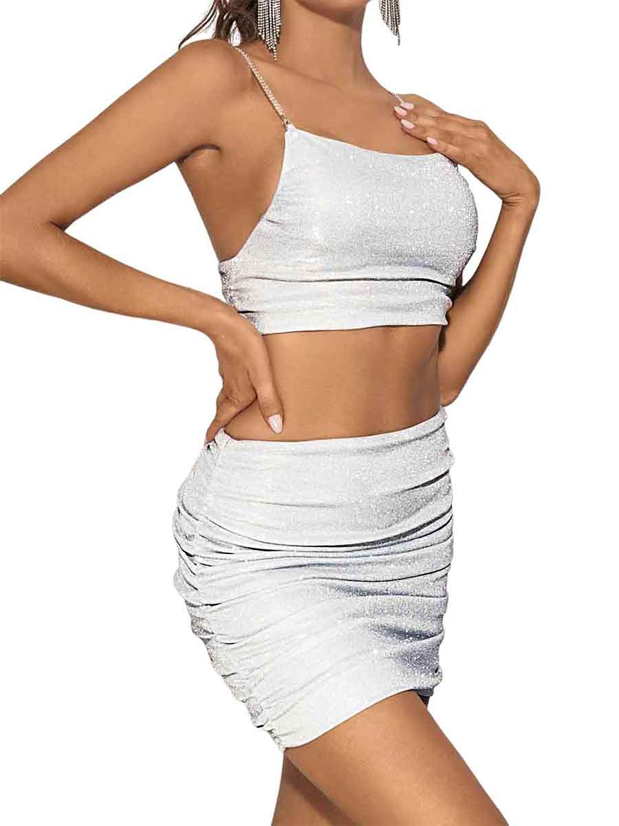 White Rhinestone Two-Piece Set 