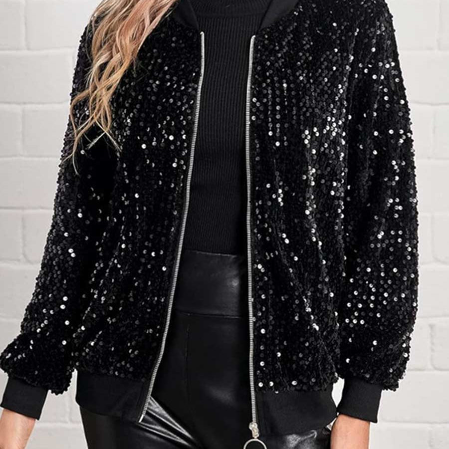 Casual Fashion Black Sequin Jacket