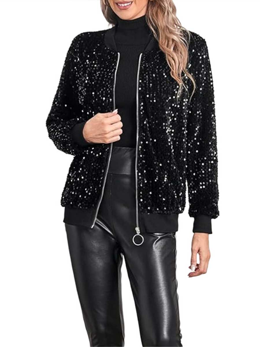 Black Sequin Long sleeve Jacket