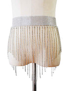 Sparkling Metallic Body Chain Rhinestone Fringe Skirt