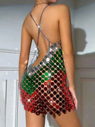 Colorful Sequin Mini Dress - Tricolor Chainmail Dress