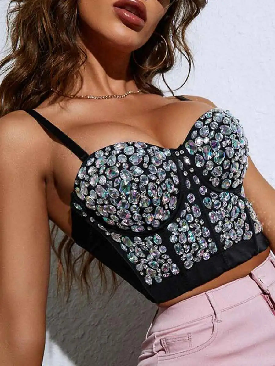 black rhinestone corset top