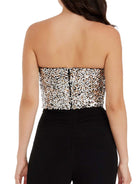 Bodice Strapless Black And Silver Sequin Jumpsuit