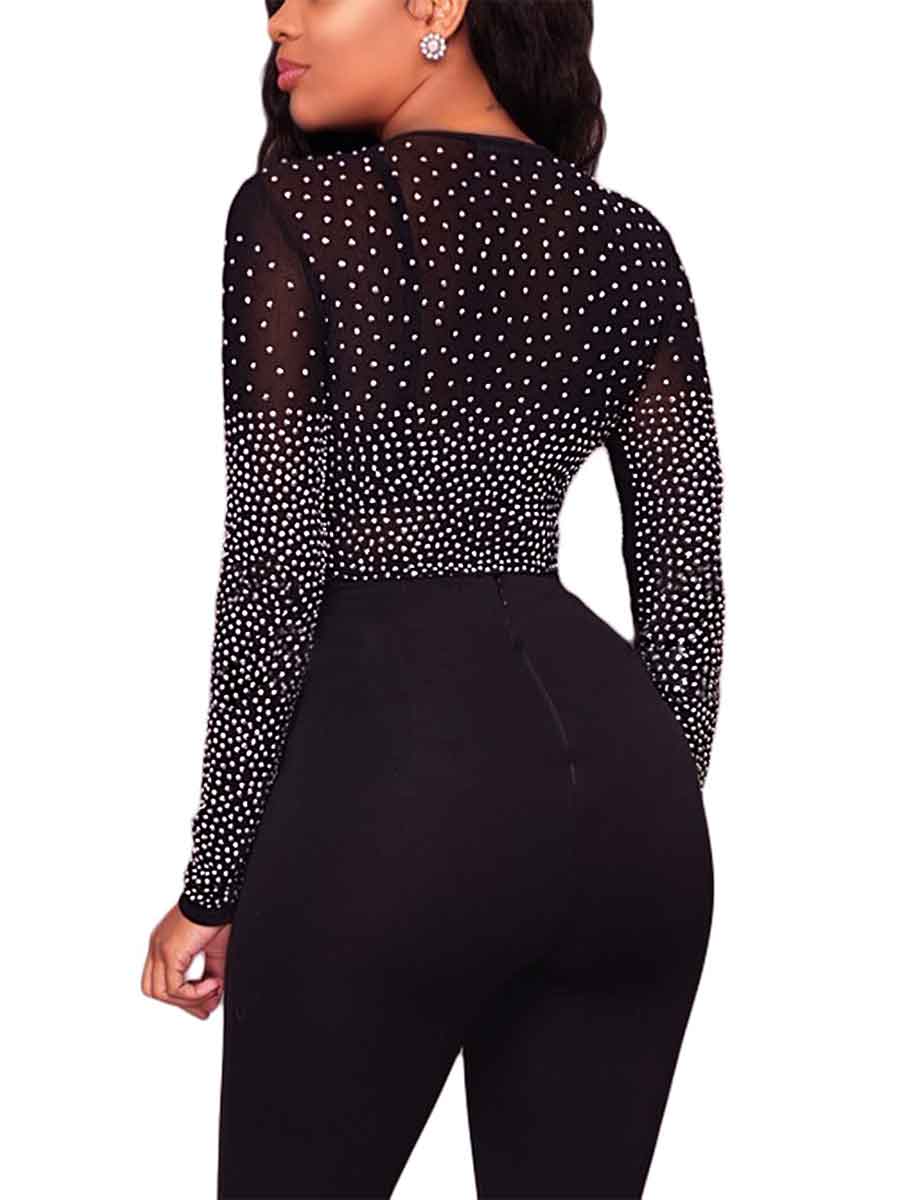 Black Sheer Top With Rhinestones