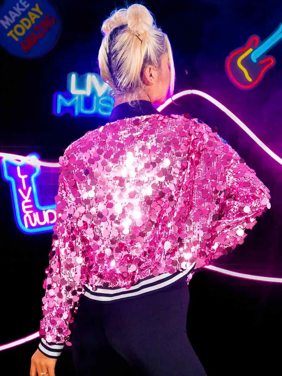 Pink Sequin Jacket - Stylish