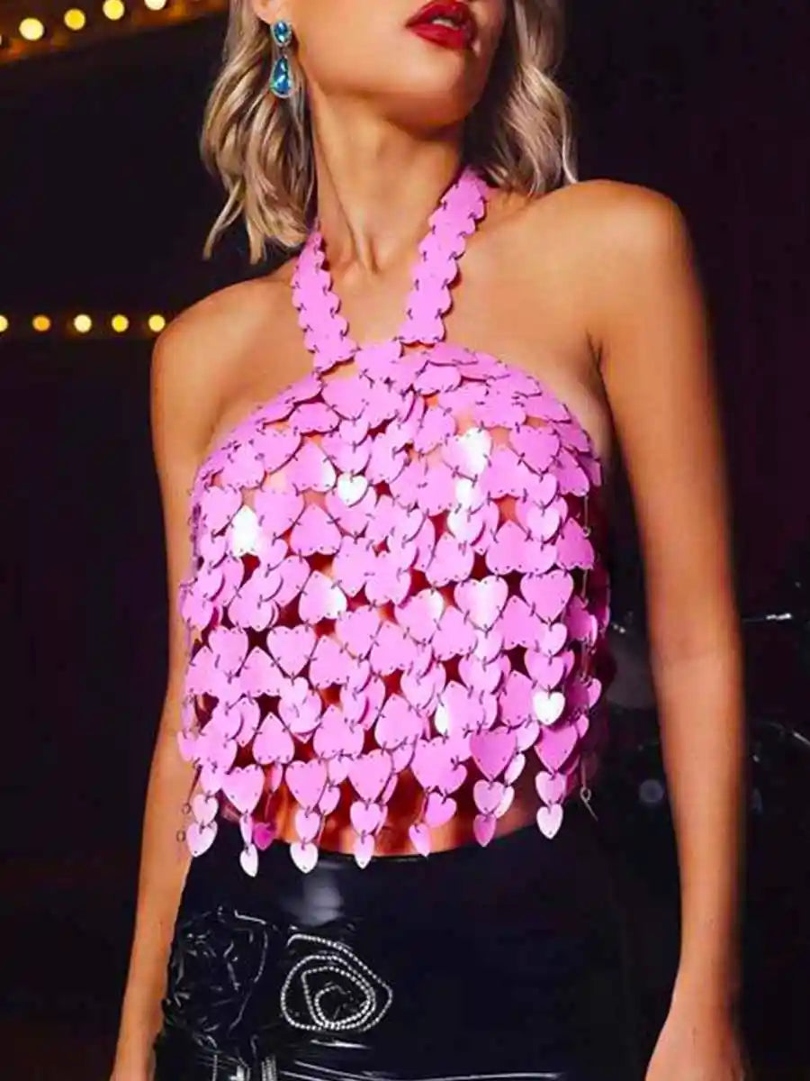 pink sequin tank top