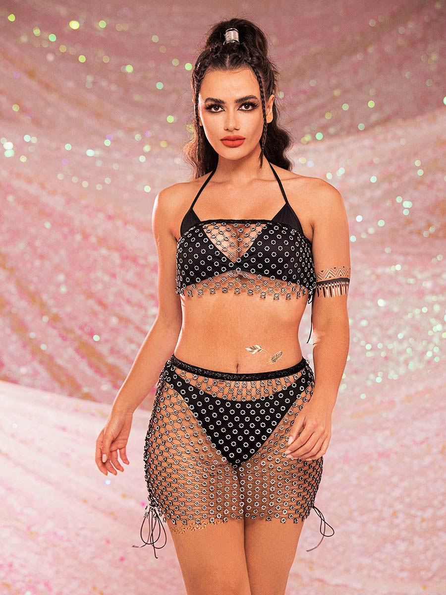 Mesh Rhinestone Suit