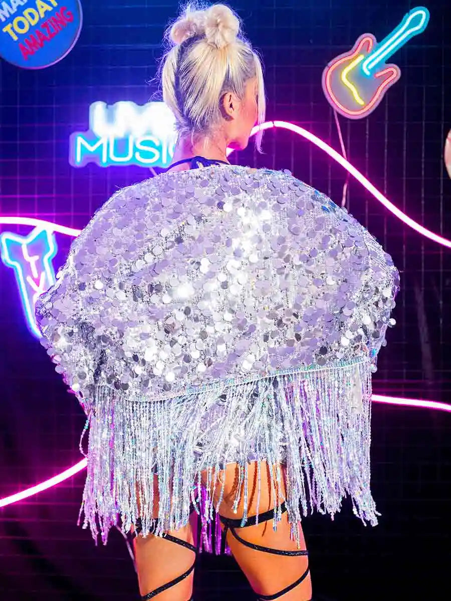 sequin fringe jacket