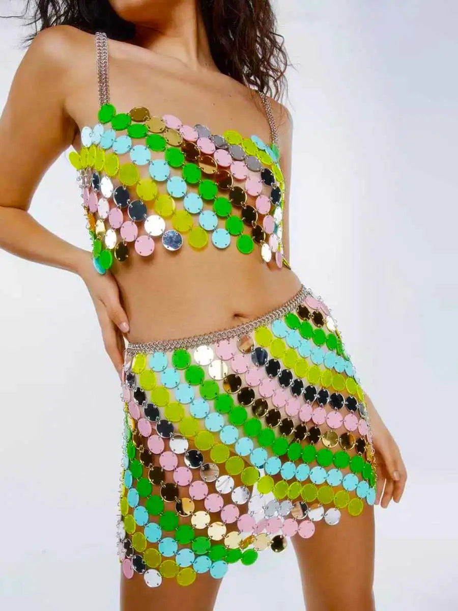 Colorful Sequin Two-Piece Set