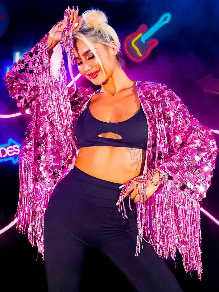 Pink Sequin Fringe Jacket