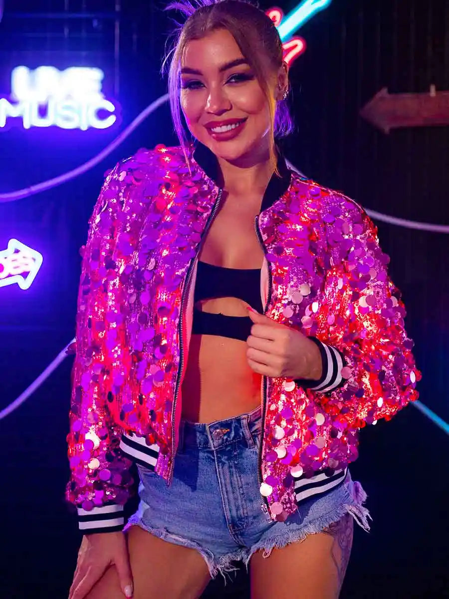Glowing Pink Sequin Jacket