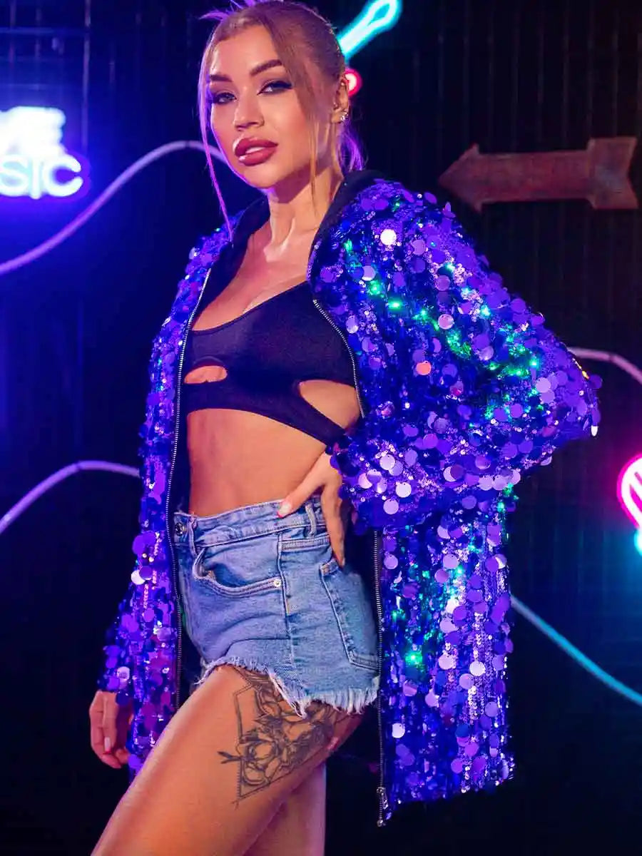 Long Sleeve Sequin Hoodie