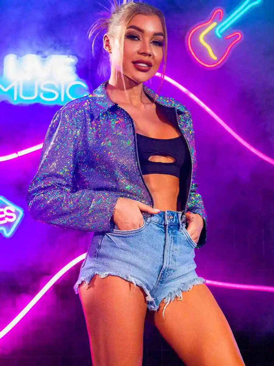 Elegant Silver Sequin Jacket