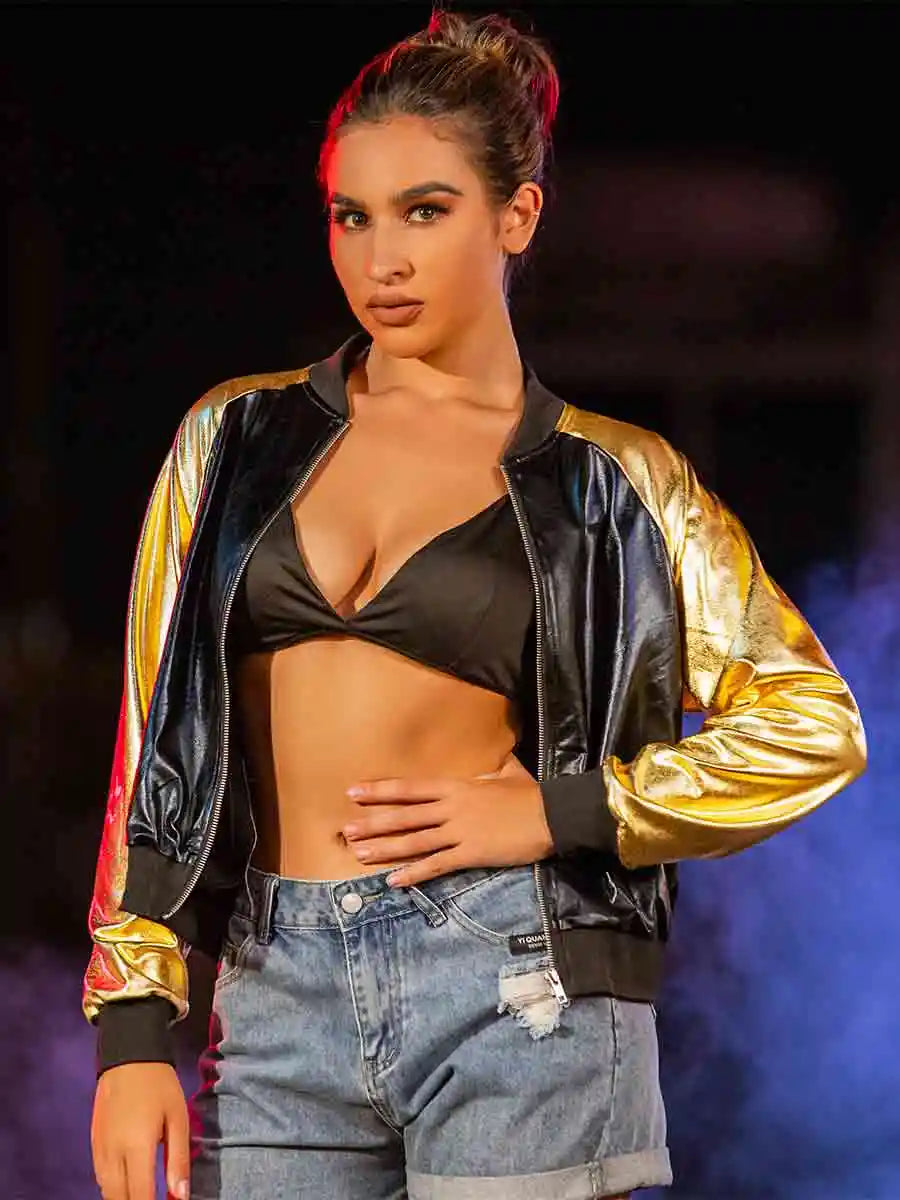 Gold Reflective Sleeves Jacket Top