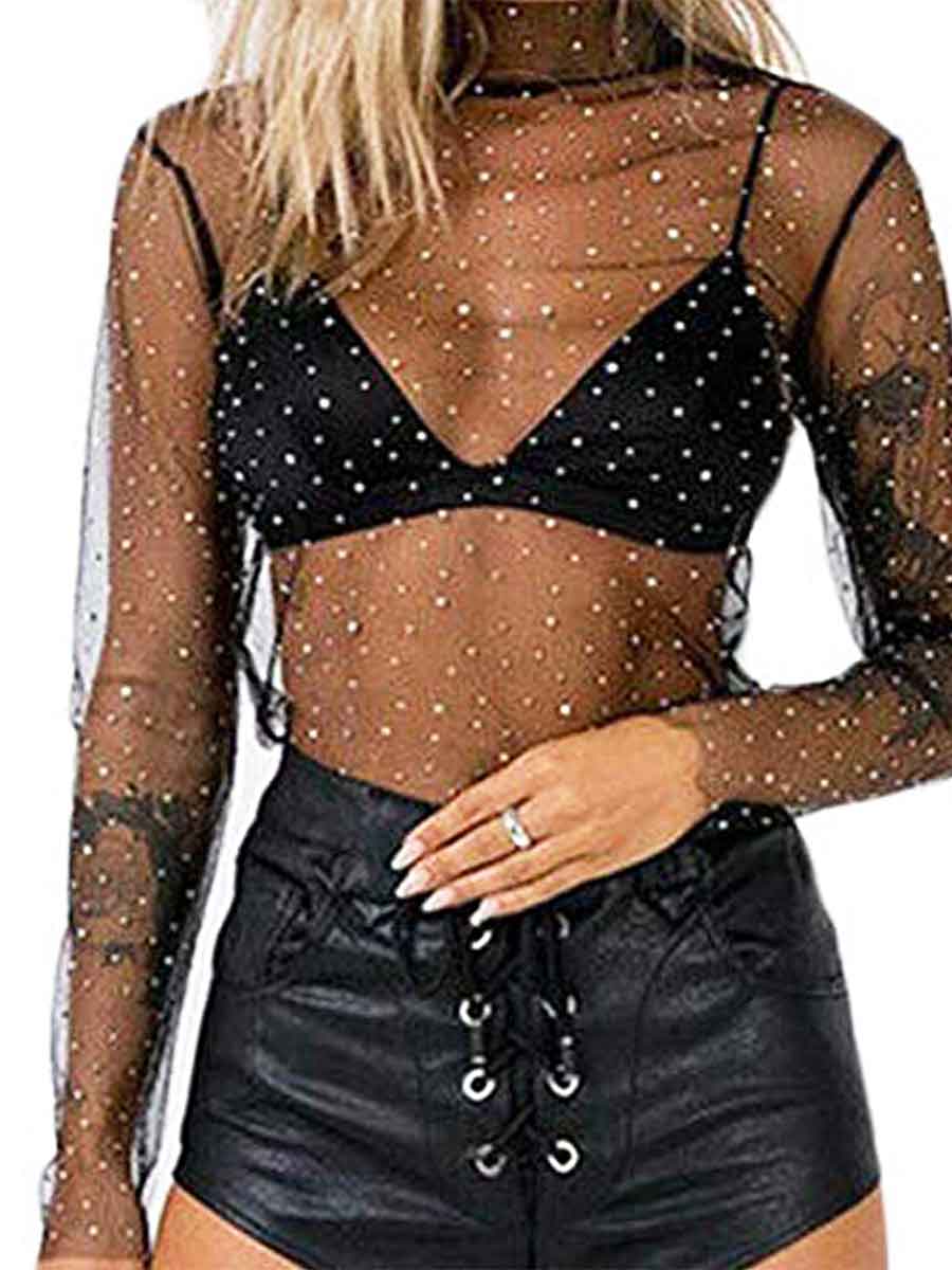 Rhinestone Mesh Tee