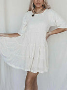 A-Line High-Waisted Loose Layered Short White Sequin Dress