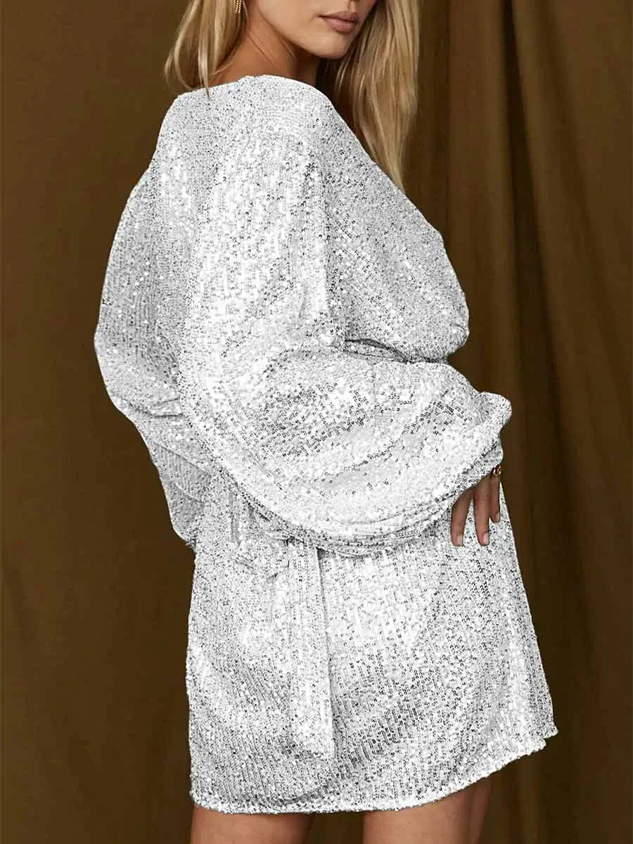 mini white sequin dress