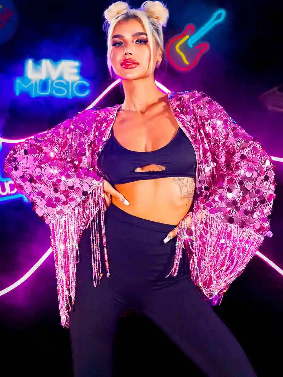 Sparkly Pink Fringe Jacket