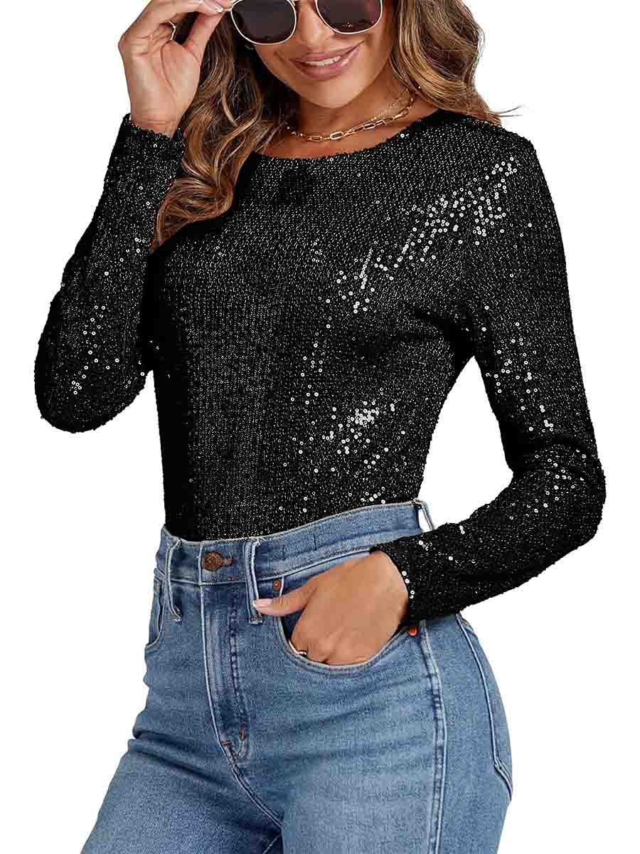 Draped Sequin Bodysuit