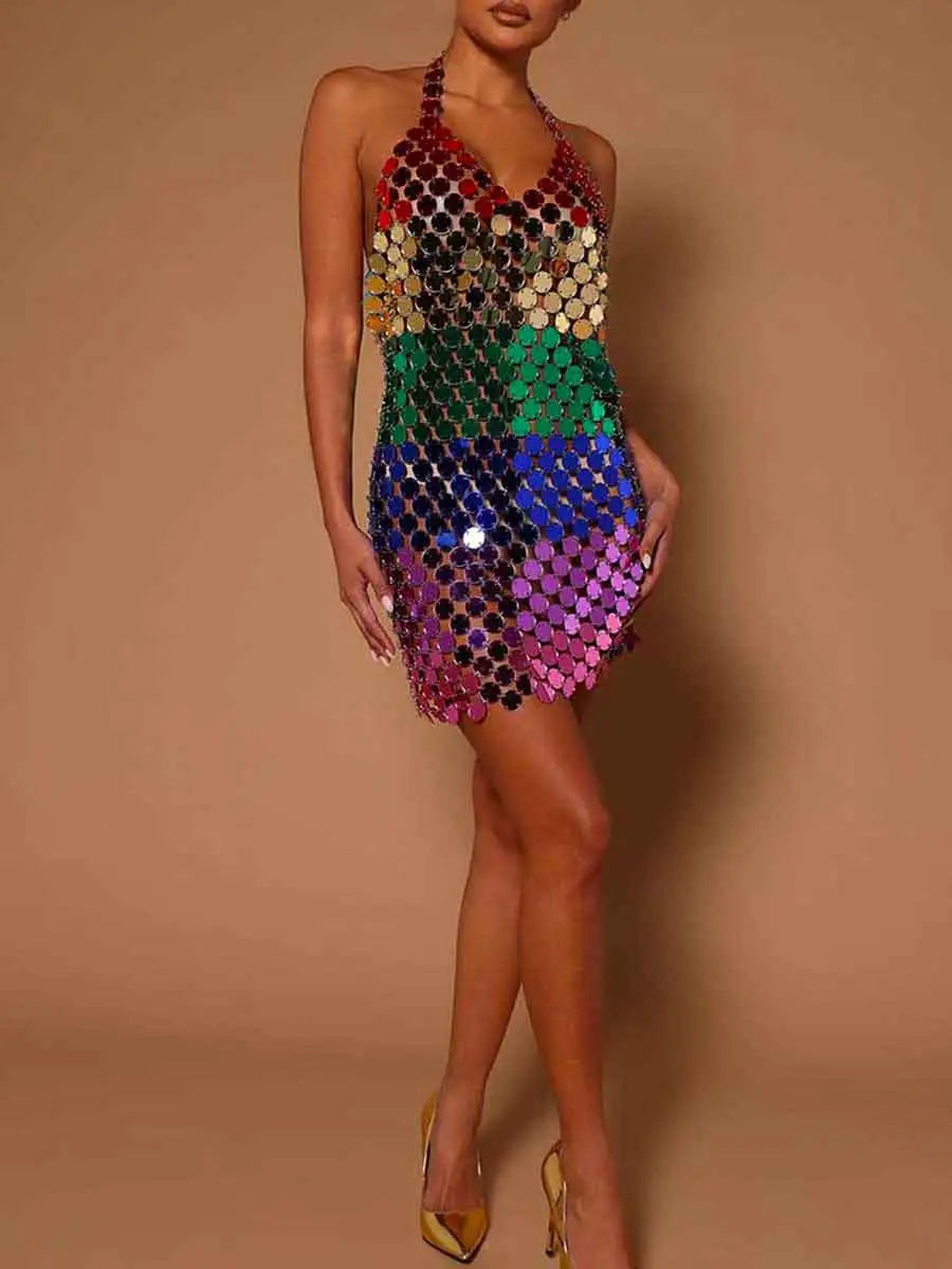Iridescent Sequin Mini Dress