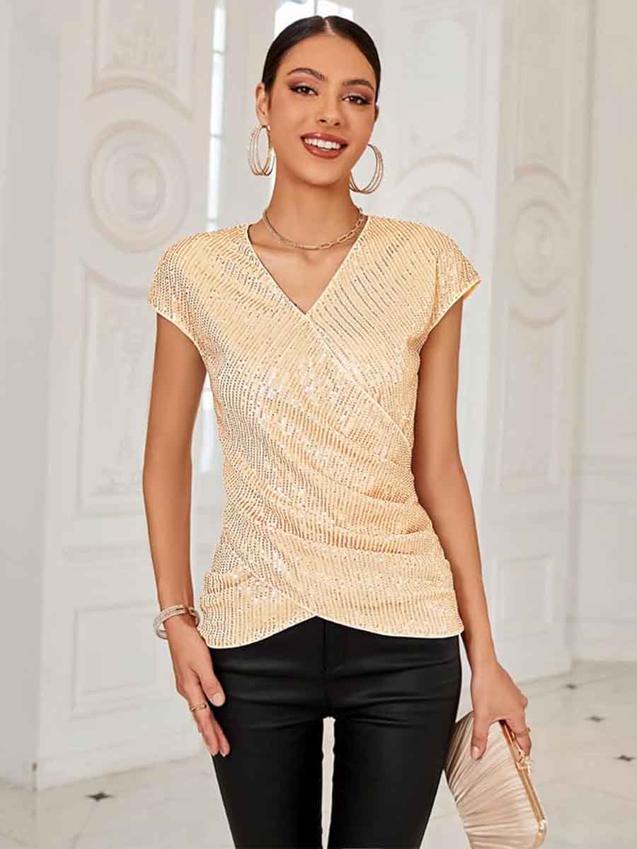 gold blouses for women